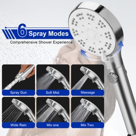 Bathtub Faucet Shower Head Sink with 79" Hose, Tub Faucet Sink Hose Sprayer Attachment Set (8 Adapters) for Bathroom Garden, ON/OFF 6 Modes High Pressure Handheld Shower Extension Kit, Removable