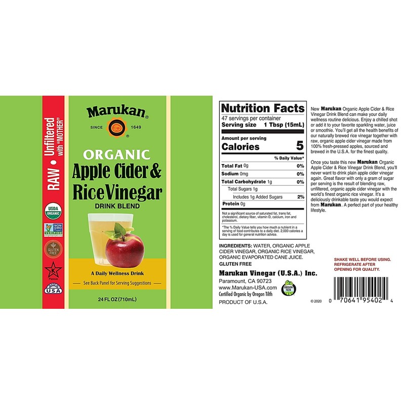 Marukan Organic Apple Cider Vinegar & Rice Vinegar Drink Blend,