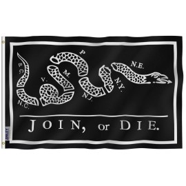 Anley Fly Breeze  3x5 Ft Black Join Or Die Flag - Rattlesnake Flags Polyester