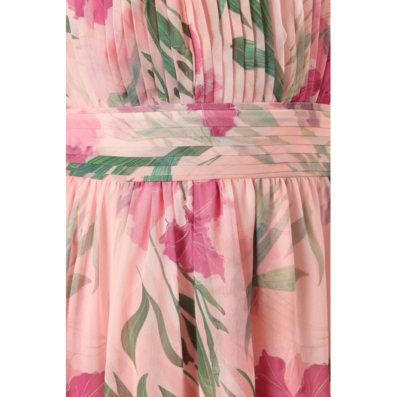 Petal & Pup Women's Lennon Halterneck Maxi Dress, Pink Floral