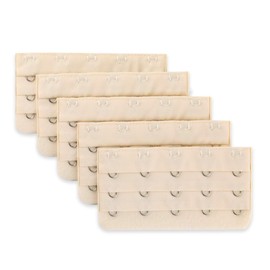 sourcing map Ladies 5 Rows Hook and Eye Tape Extension Bra Strap Extender Beige 5 Pcs Beige