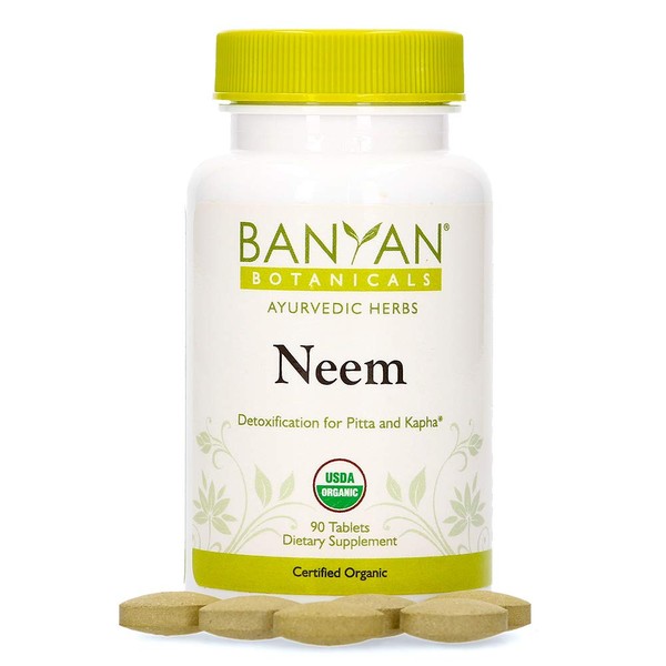 Banyan Botanicals Neem Tablets – Organic Neem Supplement – Azadirachta Indica – for Skin & Healthy Hair, Blood, Lymph, Liver & More* – 90 Tablets – Non-GMO Sustainably Sourced Vegan
