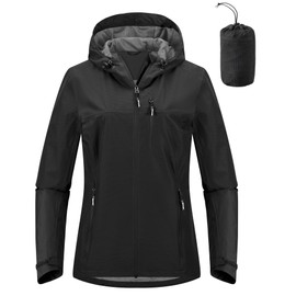 Outdoor Ventures Packable Rain Jacket Women Lightweight Waterproof Raincoat with Hood Cycling Bike Jacket Windbreaker