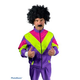 Rubber Johnnies 80s Shell Suit COSTUME, Fancy Dress, Scouser, Tracksuit, Couples, Adult, Purple