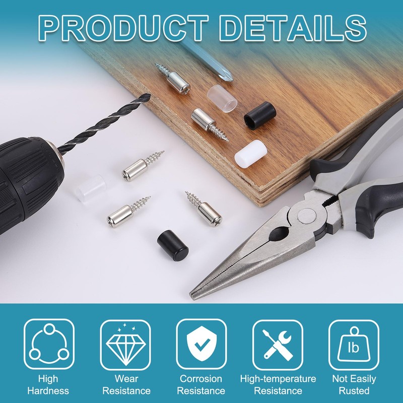 sourcing map 160 Pcs Self-Tapping Screws, Shelf Support Pegs with