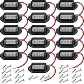 16 luces LED para matrícula de 12 V, impermeable, luz trasera, luz LED, luz trasera, luz trasera, luz trasera, luz trasera, luz de cortesía para camión, SUV, furgoneta, caravana, remolque, color negro