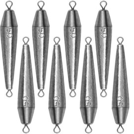 Magnoloran 8PCS Fishing Weights, Inline Trolling Bullet Sinkers Double Ring Torpedo Fishing Weights Lead Drop Shot Fishing Weight Sinkers - 1.8oz(50g)