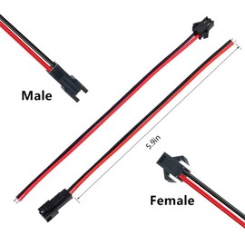 WESIRI 10 Pairs 2pin JST SM Female/Male Connectors 15cm 22AWG Wire for 5050 3528 5630 FCOB 3014 COB Single Color LED Strip Light