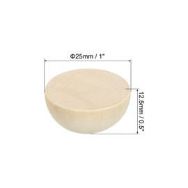 PATIKIL 25mm Half Wood Beads, 100 Pack Unfinished Natural Wooden Beads Round Split Wood Balls for Craft Art Ornaments Painting, Brown