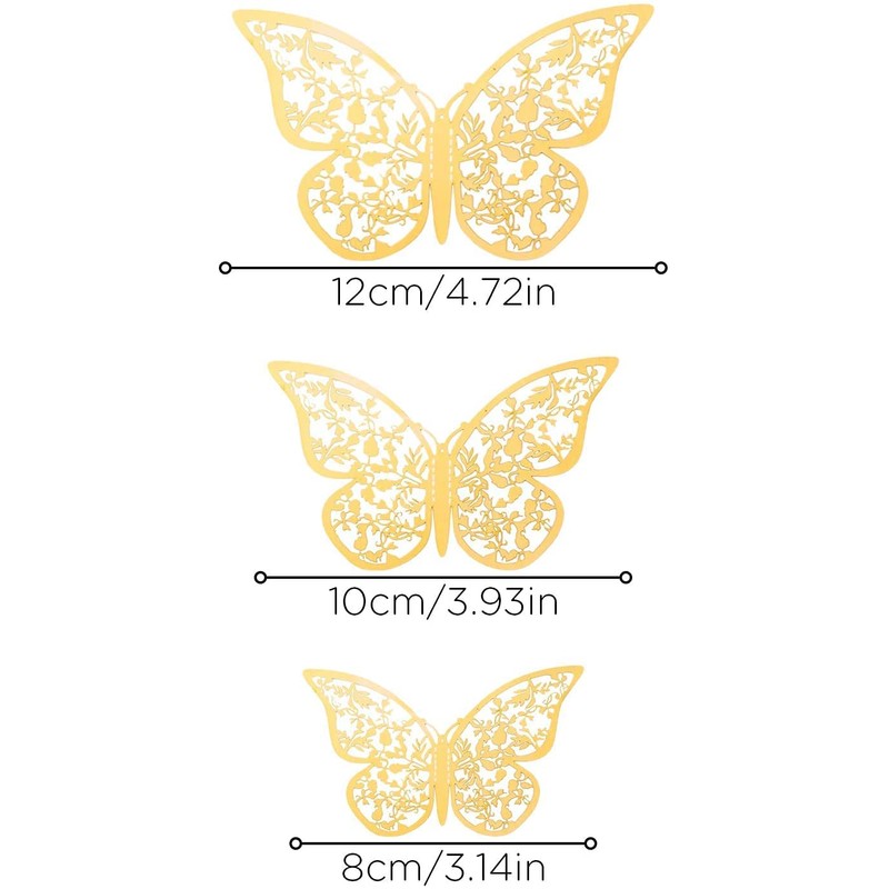 AIEX 24pcs 3D Butterfly Wall Stickers 3 Sizes Butterfly Wall