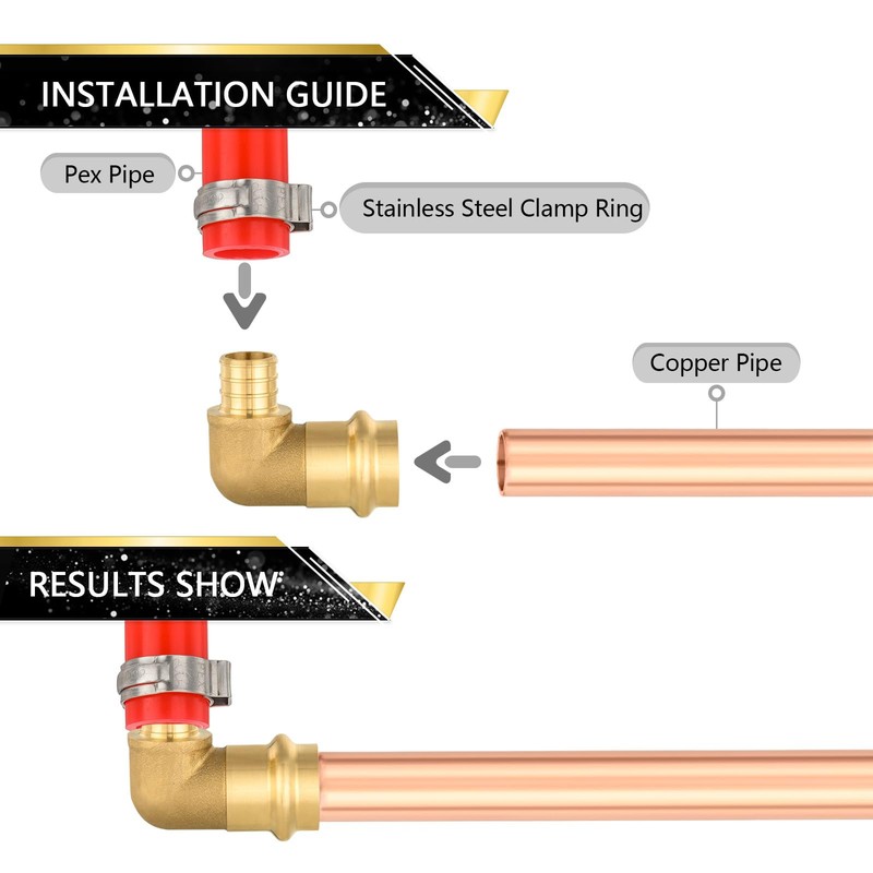 (10 Pack) FOSKAN 3/4"Press x 3/4"PEX Crimp Elbow,Brass Press Fitting,Connection