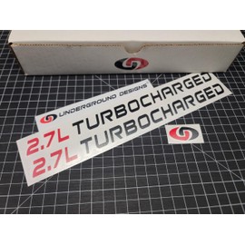 2.7L Turbocharged Decals (2pk) Turbomax Hood Fender Accent Stickers Fits 2024 2025 Silverado Colorado (Gloss Black & Red)