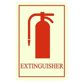 Bidesign (12x8) IN Fire Extinguisher Sign PVC Glow in the Dark Illuminated Photoluminescent Fire Extinguisher Projecting Sign Use For Home Office Hallway Business Outdoor Indoor Decorations