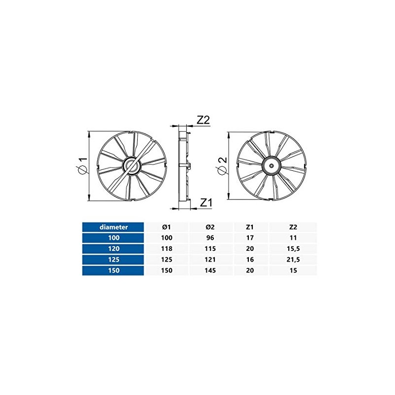 AWENTA Universal non-return valve for all fans, diameter 150 mm,