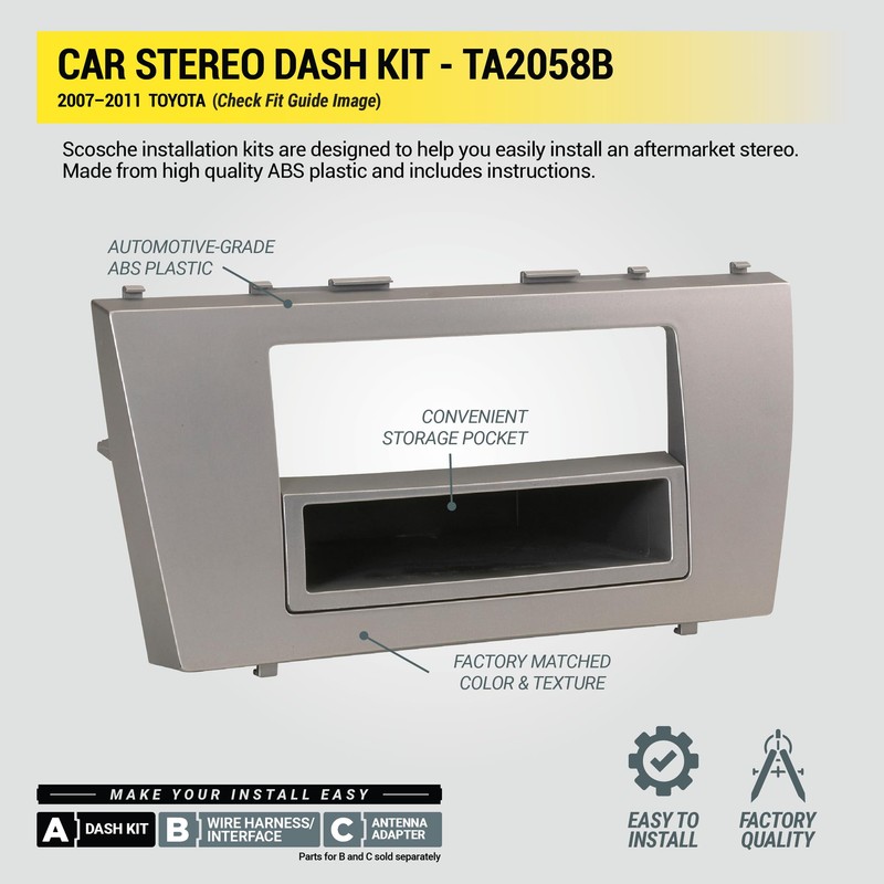 Scosche TA2058B Single or Double DIN Radio Installation Dash Kit