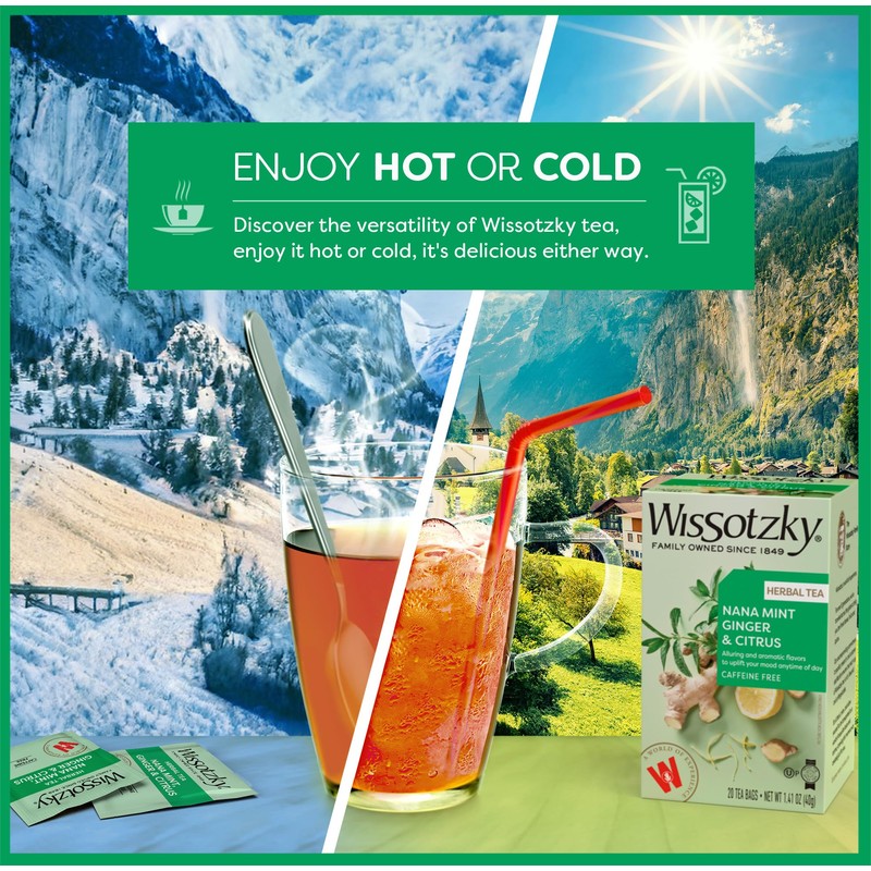 Wissotzky Nana Mint Ginger & Citrus Herbal Tea,(6 Pack -
