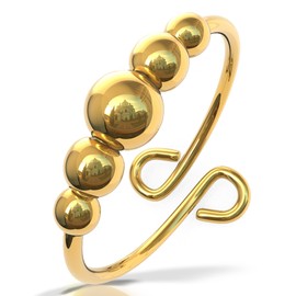 Gold-Filled Anxiety Fidget Ring - One Size Anxiety Relief Ring With Beads - Fidget Spinner Ring in 14K Gold - Stress Relief Fidget Spinner - Meditation Fidget Ring - Unisex Ring Jewelry for Anxiety