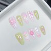 TENPAL Pink Green Press on Nails Almond Acrylic Fake Nails