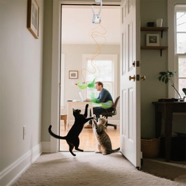 Interactive Cat Toys for Indoor Cats Automatic Electric Flying Bird Feather Cat Toy - Best Kitten & Adult Cat Enrichment Toy Hanging Electric Kitty Toys for Bored Cats