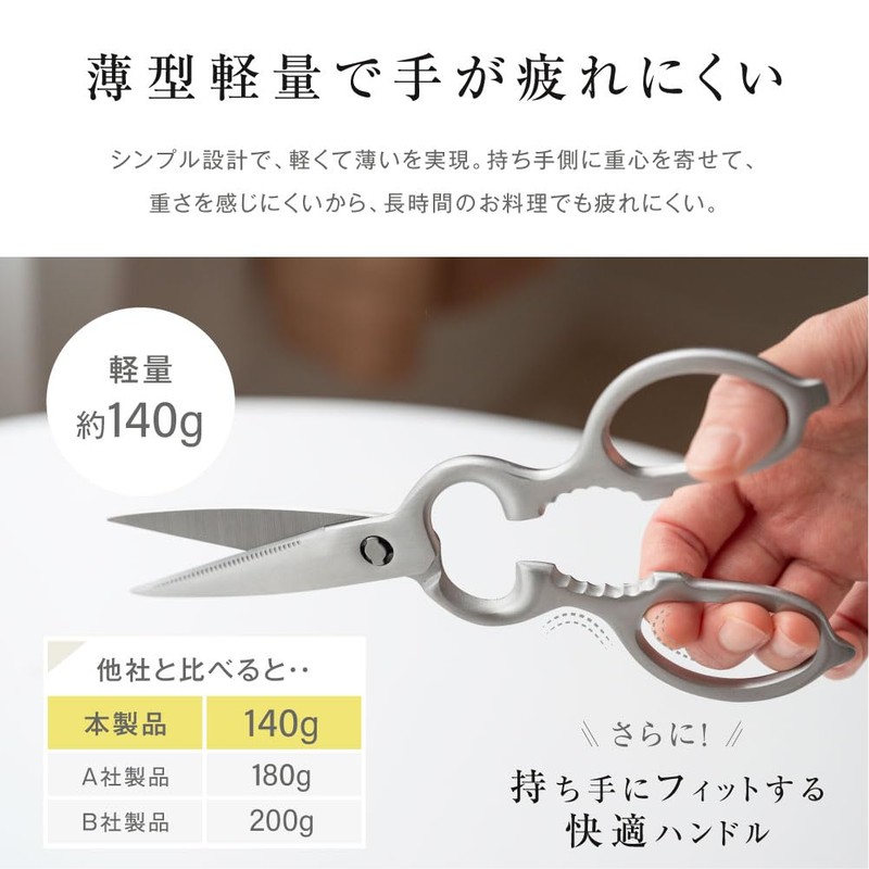 Passo-jd01 Kitchen Scissors, Stainless Steel, Detachable, Washable, Integrated Kitchen Scissors,