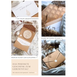 Joli Coon Joli Coon Happy Birthday Holzscheibe mit Klappkuvert und Siegelaufkleber - Geburtstagskarte Holz - Geldgeschenk Geburtstag Holz