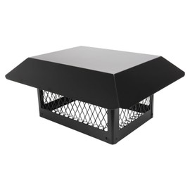 Black Galvanized Steel Chimney Cover - Heavy Chimney Cap 9 x18 inch, Single Bolt-On Chimney Fireplace Cover, Chimney Flue Cover to Fit On Existing Flue Tiles, Chimney Vent Cap with Hood Plate