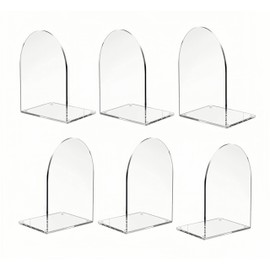 Pack of 6 Deefongo Arch Acrylic Bookends, with Non-Slip Mat, Transparent Desk Organiser for Office, Bookshelf, Children's Gift