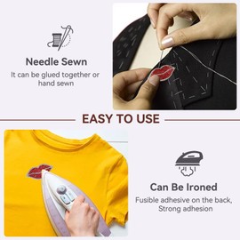 20PCS Rhinestone Red Lip Iron on Patches, Sew on Rhinestones Red Lip Patch Sequin Applique Iron on Repair Patches Handbag Red Lips Patches Clothes Appliques for Jeans Hat Decoration