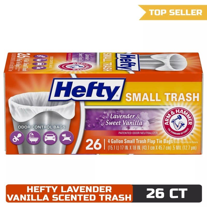 Hefty Small Garbage Bags, Lavender & Sweet Vanilla Scent, 4