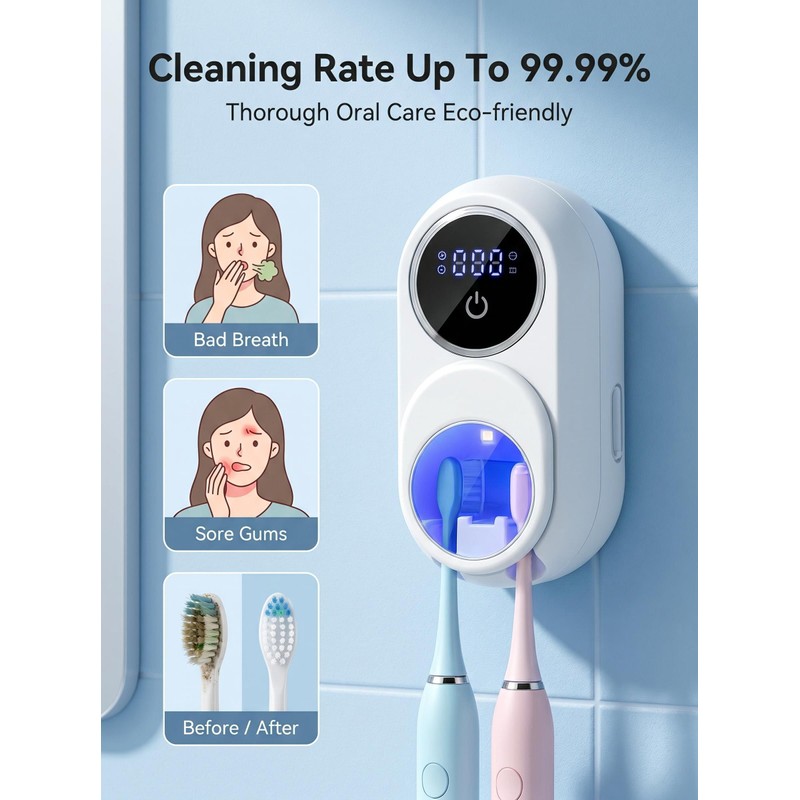 WONICO Toothbrush Holders for Bathroom, Smart Toothbrush Holder Tooth Brush
