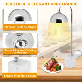 YMJOINMX Commercial Food Heat Lamp with Marble Base Food Warmer Heating Lamp Light for Buffet Food Service