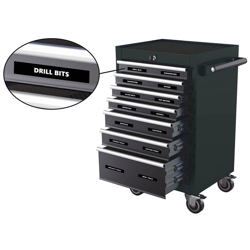 Toolbox Organizational Sticker Labels by DCM Solutions (Black, 0.75" H