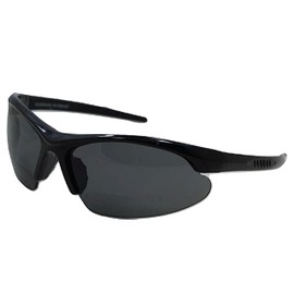 In Style Eyes Blazin' Mawi Wrap Around Bifocal Reading Sunglasses - Semi-rimless, Browline Frame - Polarized Lens - Black - 2.5x