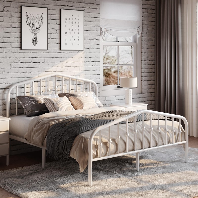 SHA CERLIN Full Size Metal Platform Bed Frame with Victorian