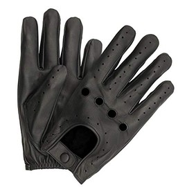 Hombury Leather Driving Gloves Men and Women Full Finger, Genuine Leather Driving Gloves for Men Motorcycle Gloves, Black, Small