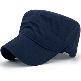 Rayna Fashion mens Quick Dry Cadet Army Waterproof Military Flat Top Baseball Dad Sun Outdoor Sports Cap, A-navy, X-Large