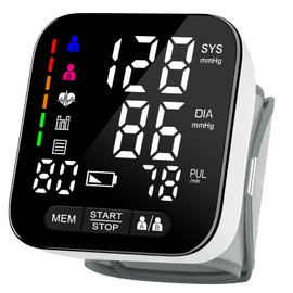 Axets® Blutdruckmessgerät Handgelenk mit Arrhythmie-Erkennung, vollautomatisch präzise Blutdruck- und Pulsmessung, farbigem Risiko-Indikator, 2×99 Speicherplätze, für Handgelenke 13,5-21,5 cm