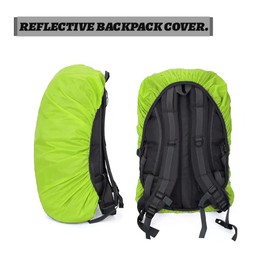 1 Pack Reflective Backpack Cover, Waterproof Backpack Rain Cover, Reflective Rucksack Covers in Polyester, Waterproof Rucksack Cover for Outdoor Hiking Riding Climbing, Fluorescent Green-L(41-55L)