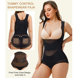 Irisnaya Body Shaper for Women Tummy Control Shapewear Bodysuit Seamless Faja Colombian Butt Lifter Waist Trainer Girdles (Black, 3X-Large)