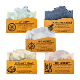 Compass Soap All Natural Soap for Men | Skin-Friendly & Chemical-Free Hand Made Soap Bar Gift Set | Best Exfoliating and Cleansing Bar Soap for Men | 5 Oz. Variety Pack of 5