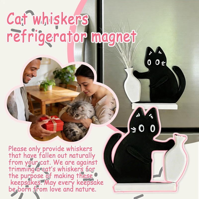 Wshxjzyay 2 Pack Cat Whisker Holder, Cute Black Cat Vase