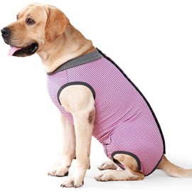 Dog Recovery Suit Abdominal Wound Protector Puppy Medical Surgical Clothes Post-Operative Vest Pet After Surgery Wear Substitute E-Collar & Cone (S (Pack of 1), Pink)
