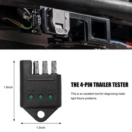 BWBWND 4 Pin Trailer Wiring Tester, 4-Way Straight Trailer Light Connector Wiring Tester with LED Indicators, Towing Plug Circuit Testers for Trailers Brake Turn and Tail Lights