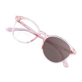 VisionGlobal Bifocal Reading Glasses Photochromic Dark Brown Sunglasses, Classic Retro Oval Eyewear Reduce Fatigue (Up+0.00/Down+1.00)