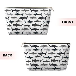 DITXIT Sharks Nautical Boys Cosmetic Bag Travel Makeup Bag Organizer Toiletry Bag with Zipper Storage Pouch Coin Purse Brushes for Women Girls Gifts