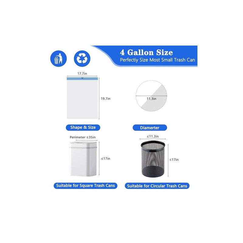 Small Trash Bags 4 Gallon, 360 Count -1.2 Mil Drawstring