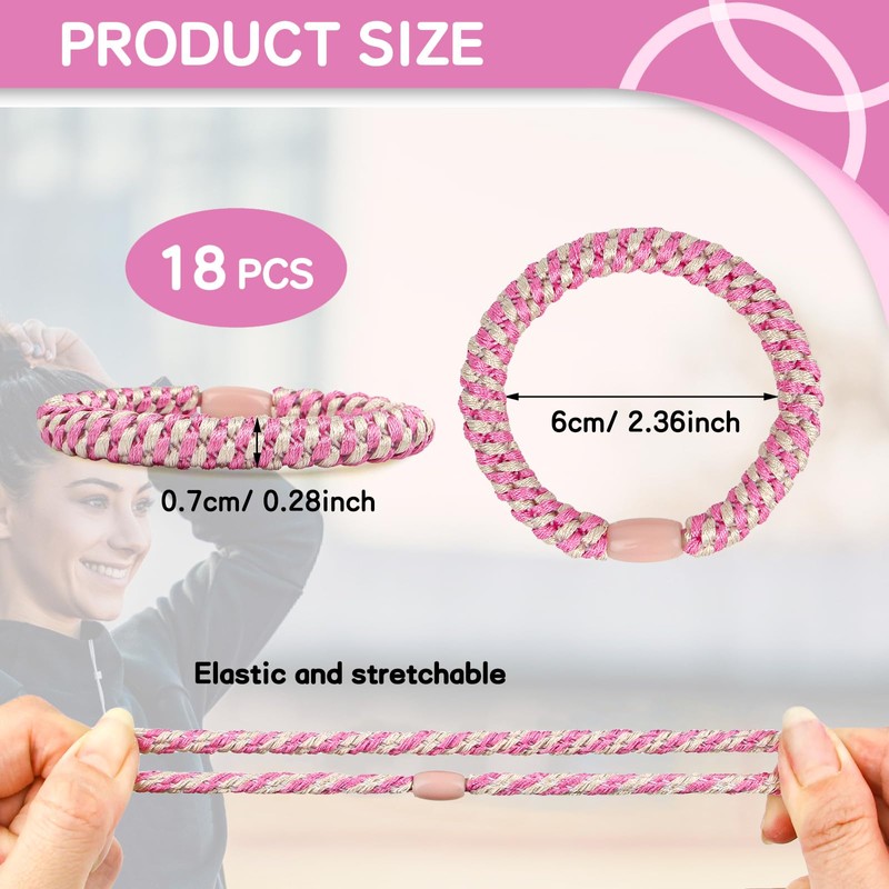 18 Pcs Elastics Hair Band Ponytail Holders, Pink & Blue