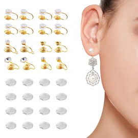 TAOARA 16 PCS Clip on Earrings Converter 5 Types Earring Converters Pierced to Clip with 16 Pieces Comfort Pads Golden Hook for Women Men Non-Pierced Ears