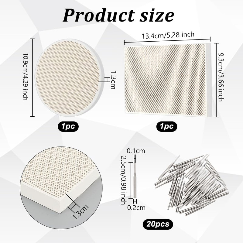 OLYCRAFT 2pcs Honeycomb Ceramic Soldering Boards Rectangle Round Soldering Honeycomb