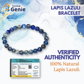 Home Genie Natural Lapis Lazuli Stone Bracelet for Men and Women | Healing Crystal Beads Bracelet for Positive Energy and Style